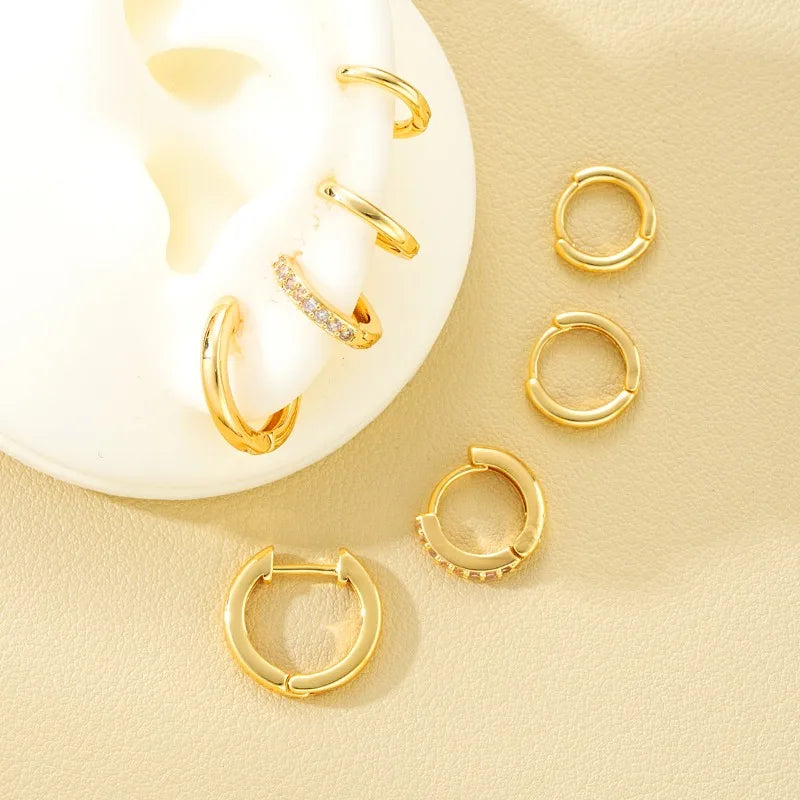 8-piece set of trendy crystal huggie hoop earrings for women by HSF Marketplace
