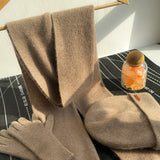 HSF Marketplace pure cashmere winter hat, scarf, and gloves set in soft neutral tones