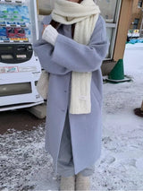 Korean style woolen coat for women, soft warm K-Culture fashion outerwear by HSF Marketplace