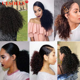 HSF Marketplace Afro curly wrap-around clip-in ponytail, Brazilian Remy human hair extension, 8-20 inches