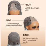 Salt and pepper wavy bob human hair wig by HSF Marketplace with natural-looking gray and dark tones