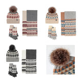 Warm Japanese knit set with hat, scarf, and gloves for women in a soft winter design