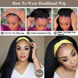 Yaki straight headband wig with 18-22 inch 100% human hair, glueless, full machine-made, ready-to-wear for women.