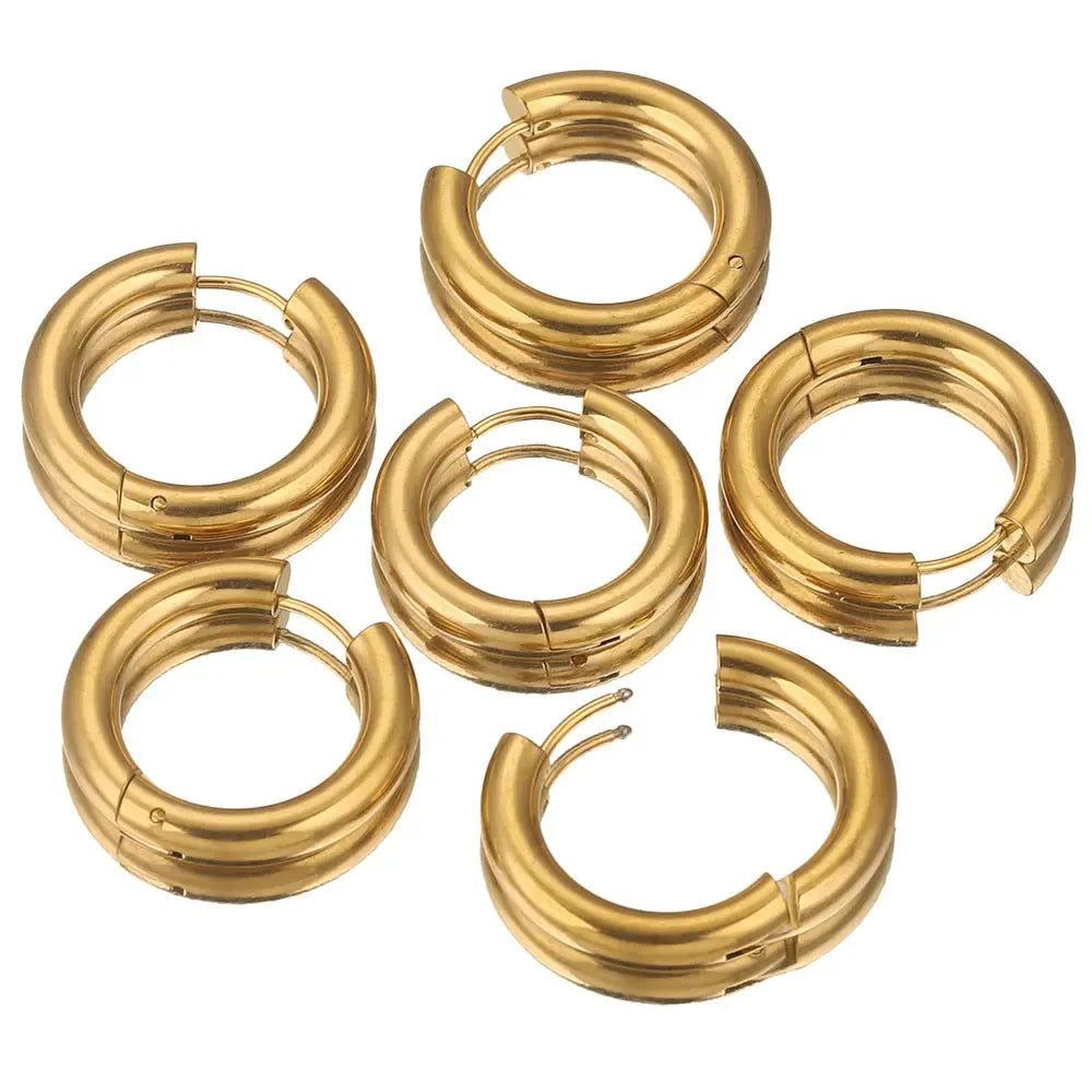 Gold plated large round hoop earrings for women, 6-piece jewelry set by HSF Marketplace