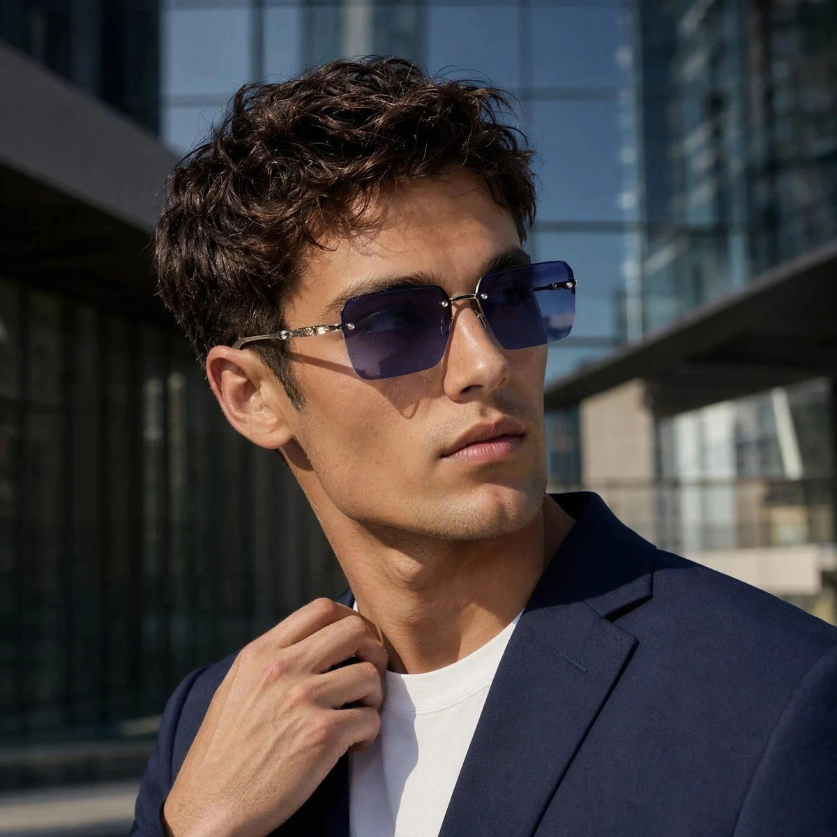 Creative women's frameless sunglasses by HSF Marketplace with titanium frames, ideal for beach travel and holiday sun protection.
