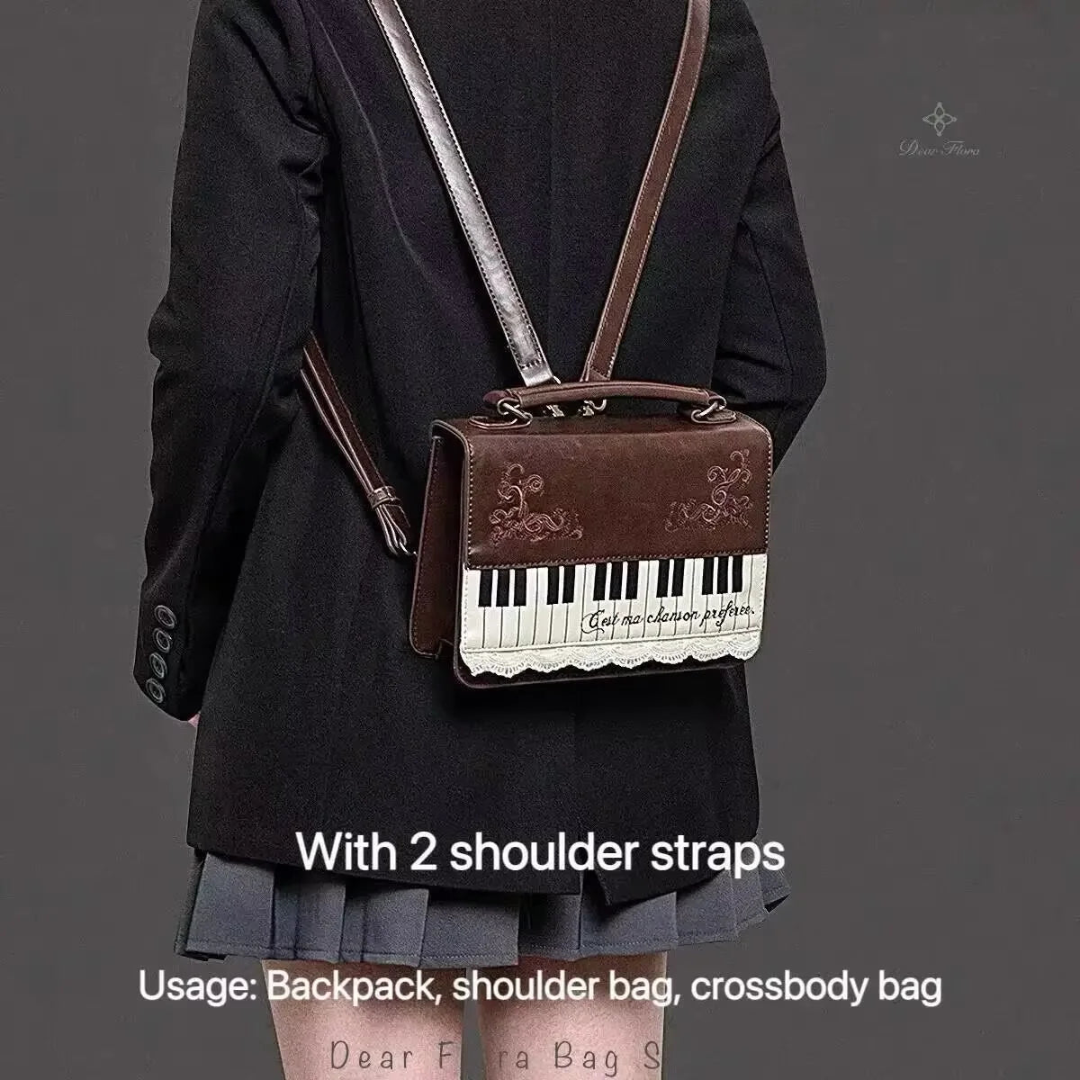 Vintage piano shoulder bag for women, stylish crossbody ita bag with piano-inspired design