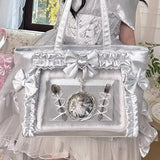 Transparent Japanese Ita shoulder bag by HSF Marketplace, featuring a cute Y2K lolita style, large capacity crossbody handbag.