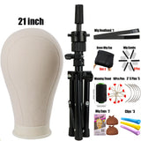 Wig Stand Tripod & Canvas Block Wig Head Adjustable Hairdresser Training Head Stand Set For Wig Display Styling Salon Home Used