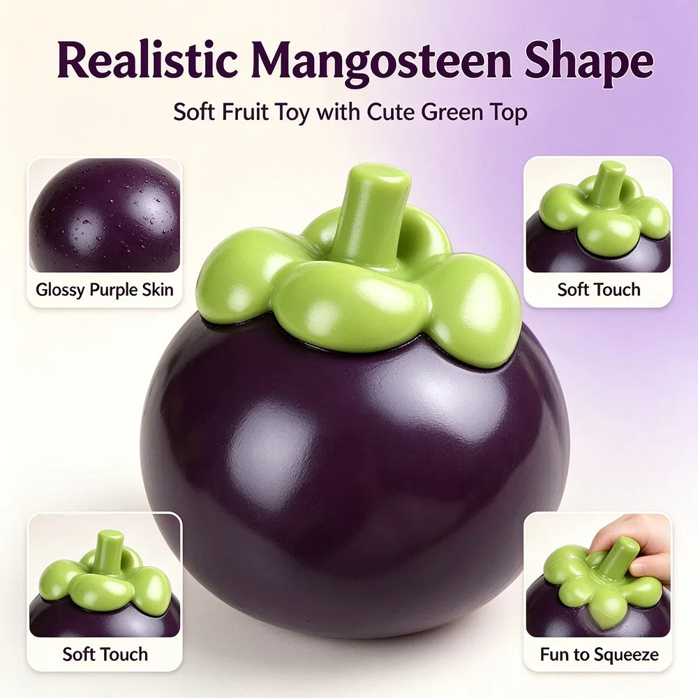 Simulation Mangosteen Building Block Squishy Toy Self-Rebound Vent Ball Super Soft Fruit Pinch Toy Stress Relief Sensory Fidget Toy Ideal Christmas Xmas New Year Gift for Kids Adults Stocking Stuffer