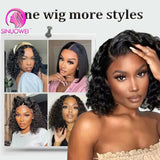 12A water wave bob wig with 5x5 transparent lace frontal, 100% human hair, curly short style, from HSF Marketplace.