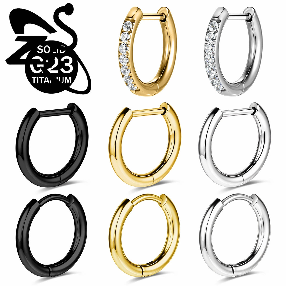 Titanium hoop earrings 18G for helix and cartilage piercings by HSF Marketplace
