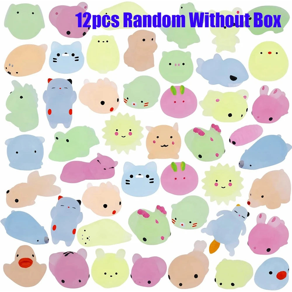 Glow-in-the-Dark Mini Mochi Squishy Animals – Cute Stress Relief Sensory Fidget Toys
