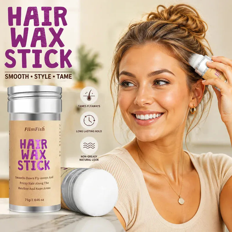 Hair Wax Stick for Flyaways Frizzy Hair, Non-Greasy Edge Control Hair Smoothing Stick, Tame Baby Hairs Broken Hair for Hairline Nape Temples, Natural Hold No White Residue, Portable Mess-Free Hair Styling Wax for Daily Travel
