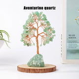 1PC Natural Gemstone Crystal Lucky Tree with Irregular Raw Stone Base for Home Office Desk Living Room Decor