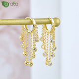 925 sterling silver hoop earrings with sparkling zircon crystal tassels by HSF Marketplace