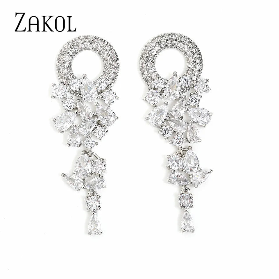 Elegant blue cubic zirconia drop earrings for women by HSF Marketplace