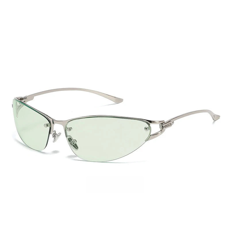 Women's Harajuku half-frame cat-eye sunglasses with gradient lenses and metal frame``