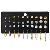 Vintage gold stud earrings set for women by HSF Marketplace, featuring multiple classic earring designs