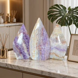 Natural Amethyst Agate Water Drop Shape Ornament, 400-500g, Desktop Table Decoration, Mineral Specimen for Crystal Collection
