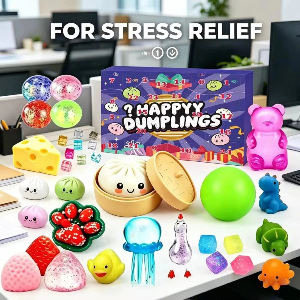 Dumpling Squishy Advent Calendar 2026 by HSF Marketplace with 24 random squeeze fidget sensory toys