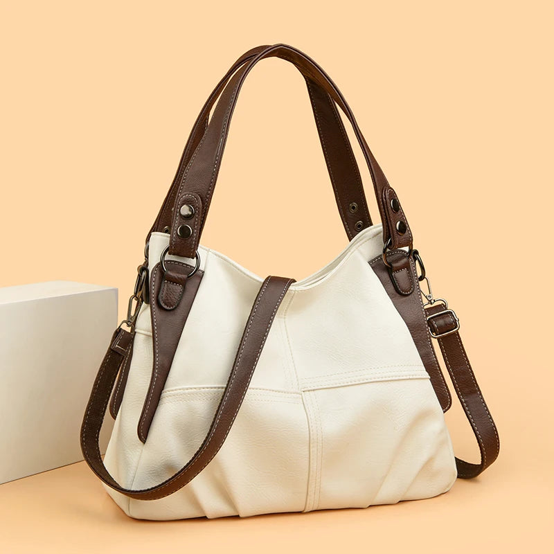 Genuine Soft Leather Handbags for Women Vintage Shoulder Tote Bag Luxury Designer Ladies Large Capacity Purse Bags Sac A Main