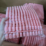 120-piece glossy pink short square coffin French false nails, full-cover wearable press-on acrylic nail tips