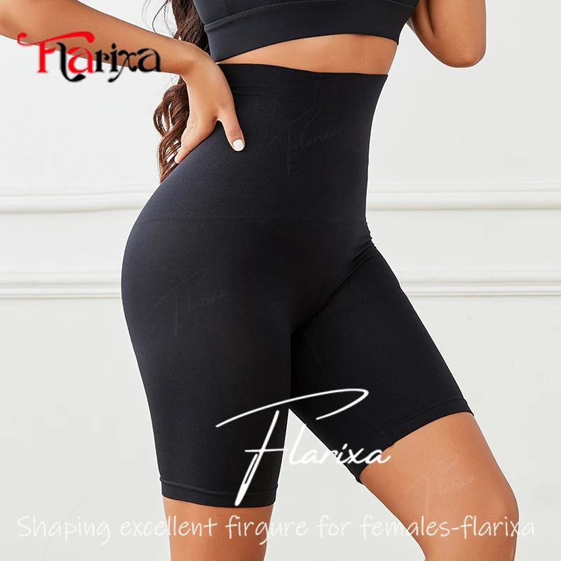 Flarixa high waist seamless shapewear shorts with tummy control and hip lift design in beige