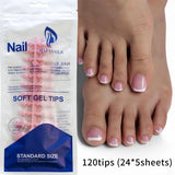 HSF Marketplace pink French tip square press-on toenails, short glossy false toenail set, 120 pieces