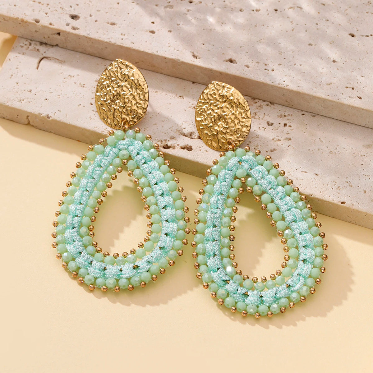 Colorful handmade water drop shape earrings for women by HSF Marketplace
