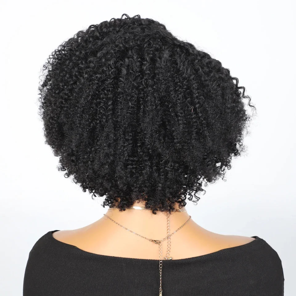 Rebecca Short Kinky Curly Bob Human Hair Wig with water wave texture, lace front, 100% Indian bodywave for women by HSF Marketplace