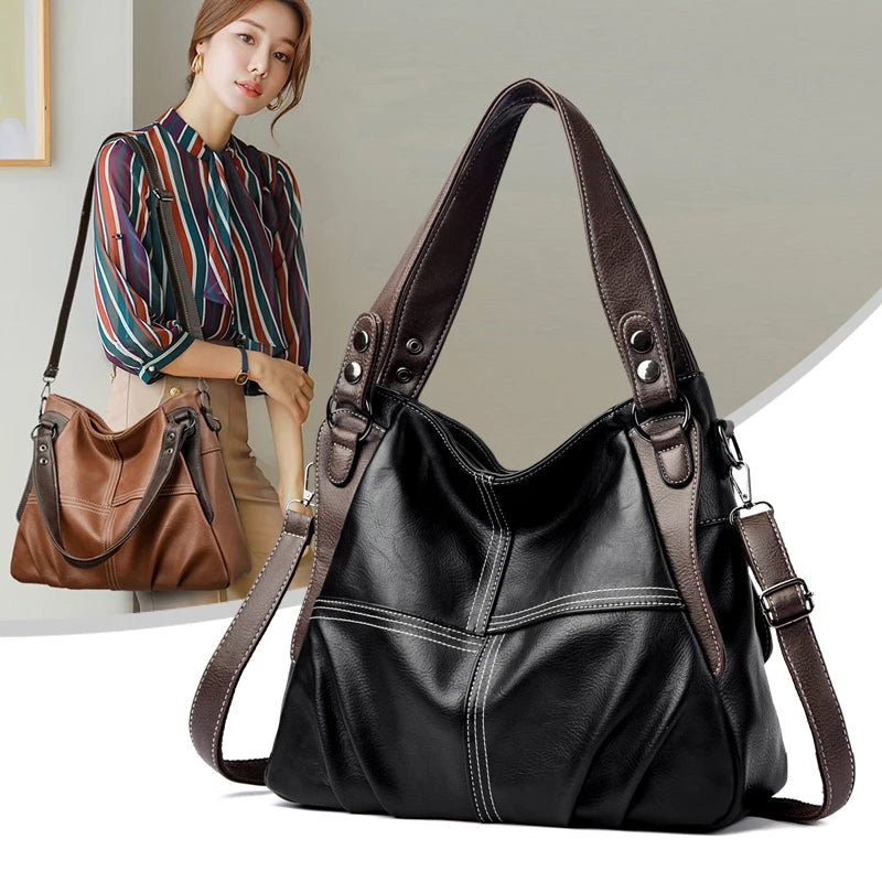 Genuine Soft Leather Handbags for Women Vintage Shoulder Tote Bag Luxury Designer Ladies Large Capacity Purse Bags Sac A Main