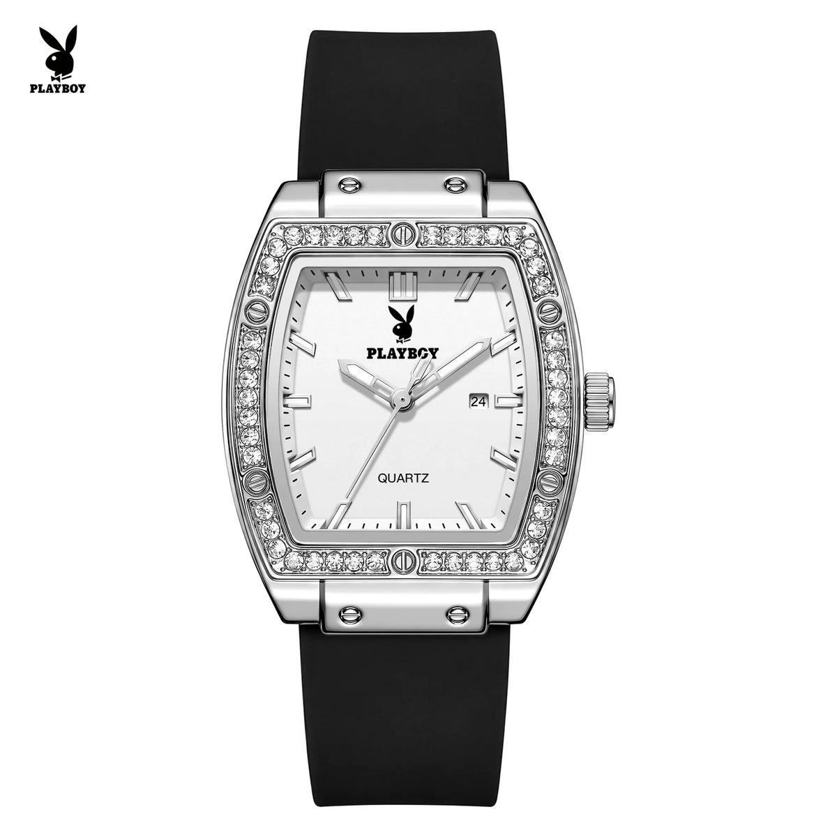 PLAYBOY Woman Elegant Date Quartz Wristwatch Waterproof Luminous Diamond Bezel Watches for Woman Luxury Original Brand Reloj