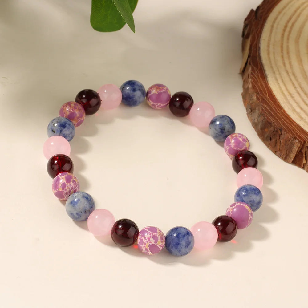 Love Bracelet Multi-color Natural Stone Attracts Good Luck And 8MM Imperial Stone Jewelry, Lapis Lazuli With Beautiful Meaning