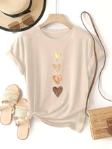 Women's casual short sleeve T-shirt with heart graphic print by HSF Marketplace