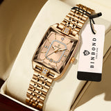 BINBOND Zircon Luxury Reloj Original Waterproof Sturdy Auto Date Women's Watches Ladies Wristwatch Quartz Watch For Women