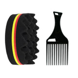 Sponge hair brush and comb set, hair styling set with curling comb and curling sponge, suitable for all hair types