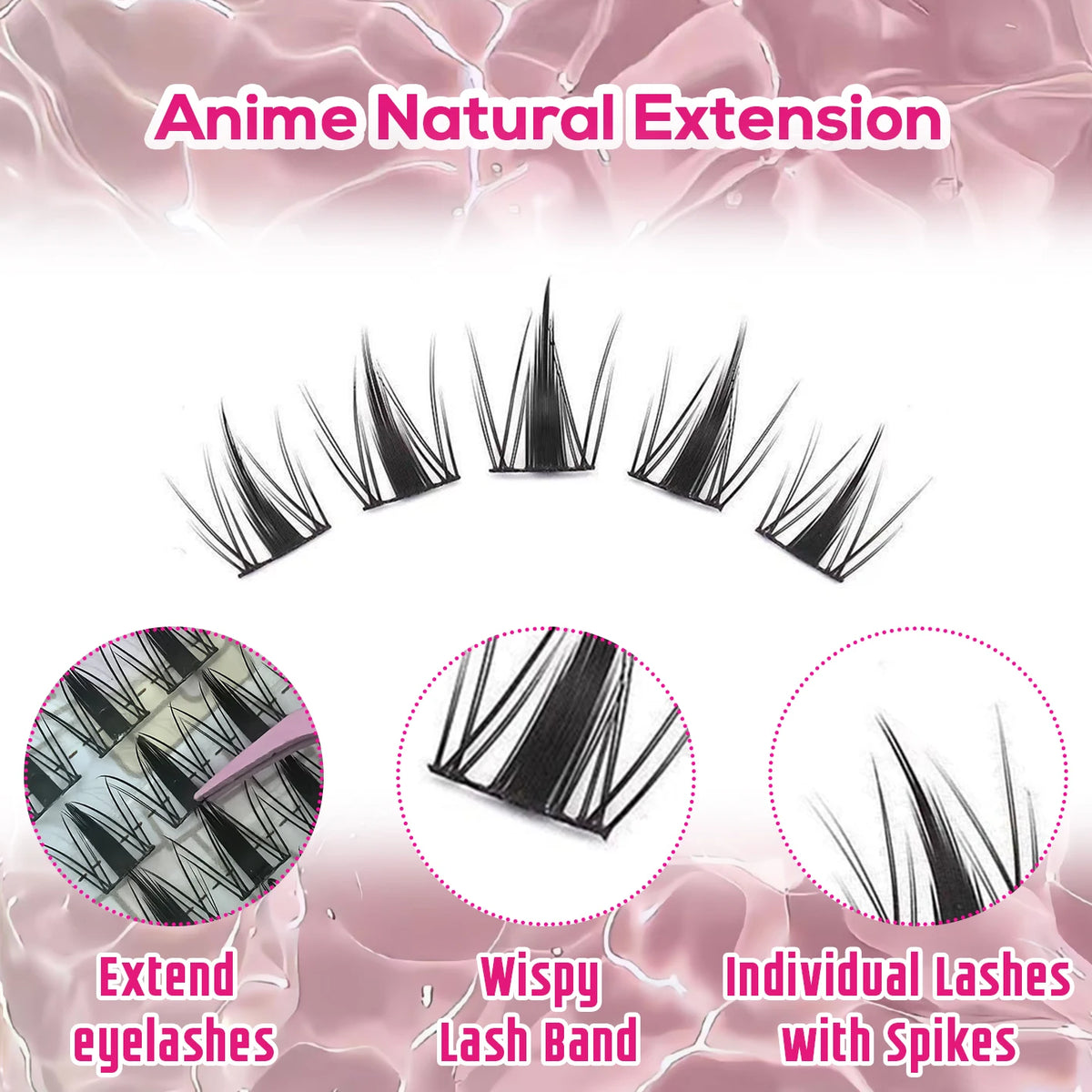 140 cluster Korean-style false lash extension kit for natural long wispy cat-eye cosplay makeup looks