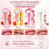 Set of four HSF Marketplace ZaiDoc fruity lip balms with tinted gloss and shiny finish, nourishing lip care in 7g containers