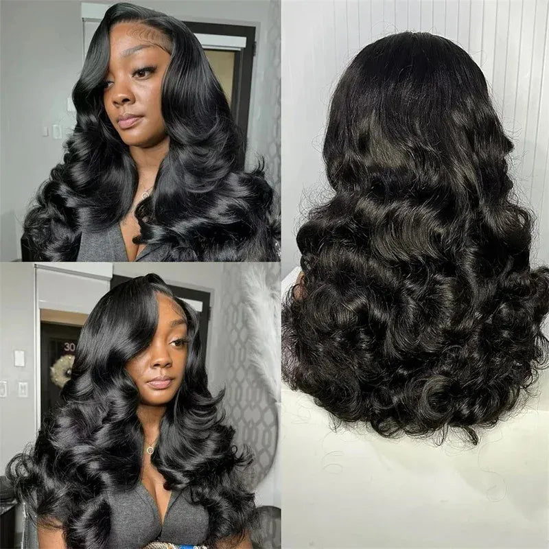 Raw Hair Vietnamese 250 Density 100% Hair Lace Frontal Wig Bouncy Wave Loose Wave Bob Wig Lace Front Hair Synthetic Material Wig