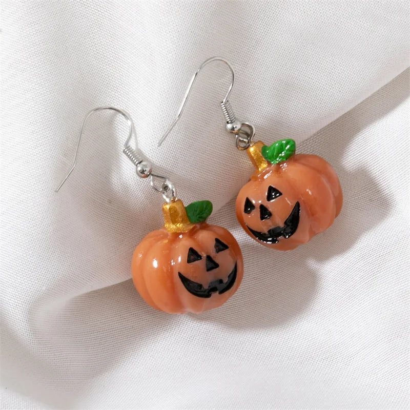 1pair Halloween Pumpkin Dangle Earrings Jewelry for Women Girls Resin Pumpkin Drop Earrings Jewelry Gifts