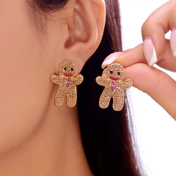 Merry Christmas pearl flower star bell dangle earrings for women, HSF jewelry white and gold design