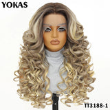 Latisha Lace Frontal Wigs 13x6 Synthetic High Temperature Fiber HD Lace Frontal Wigs 24 Inch Loose Curls Lace Wig For Afro Wome