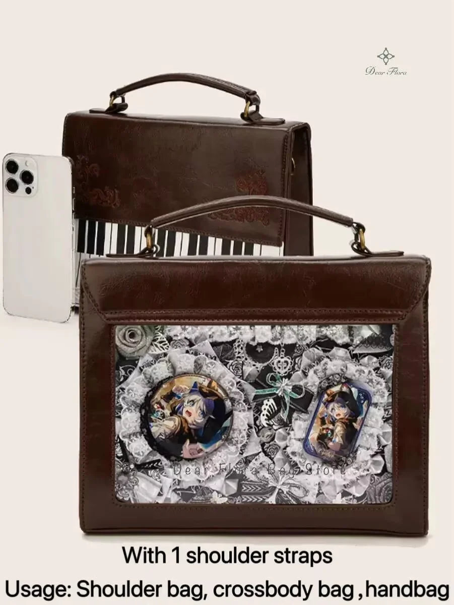Vintage piano shoulder bag for women, stylish crossbody ita bag by HSF Marketplace
