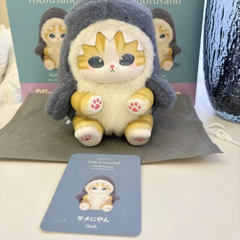 Mofusand cat vinyl plush blind box keyring, cute cartoon animal mini figure for bags and hanging decor