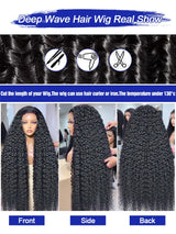 Natural Looking 300% Density Jerry Curly Human Hair Wig Pre Plucked For Black Women Luxurious 40 42 Inch Loose Deep Wave 13x6 Lace Frontal Wigs Human Hair Wet and Wavy Water Wave 13x4 Full Lace Front Human Hair Wigs Invisable