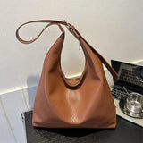 Large black leather tote bag for women, stylish high-capacity shoulder handbag with simple design by HSF Marketplace.