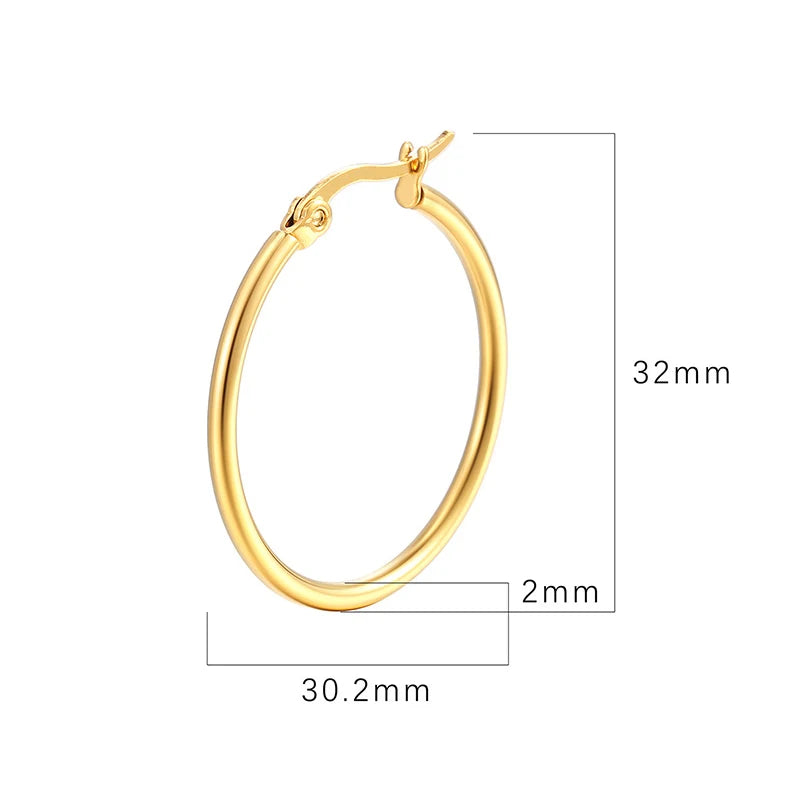 Classic stainless steel hoop earrings for women, 30–80mm HSF Marketplace jewelry