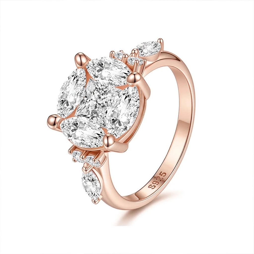 Moissanite stud earrings in rhodium-plated S925 silver, 8mm, by HSF Marketplace