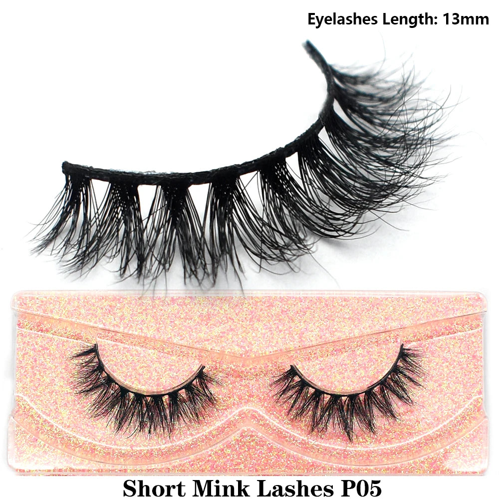 Fluffy wispy short cluster 3D real mink false eyelashes by HSF Marketplace