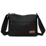 High-capacity HSF Marketplace shoulder crossbody bag for women with three main pockets, canvas design, ideal for shopping and moms.